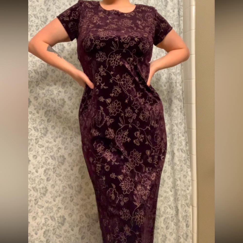 Velvet-like Maxi Dress